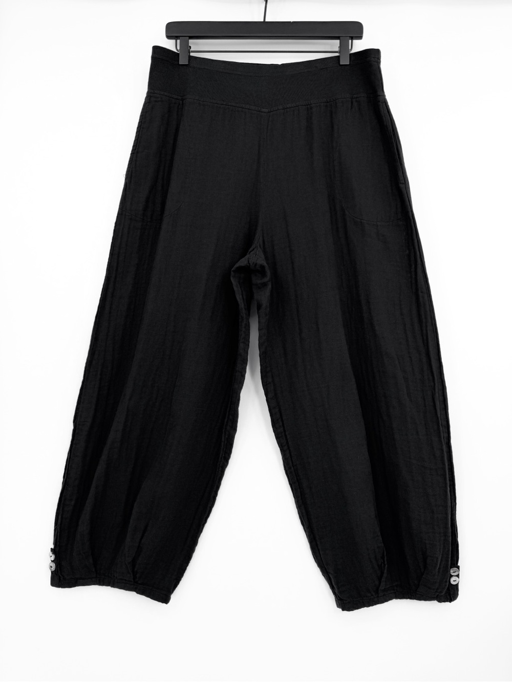VTG KLEEN Cotton Gauze Cropped Pants Black L